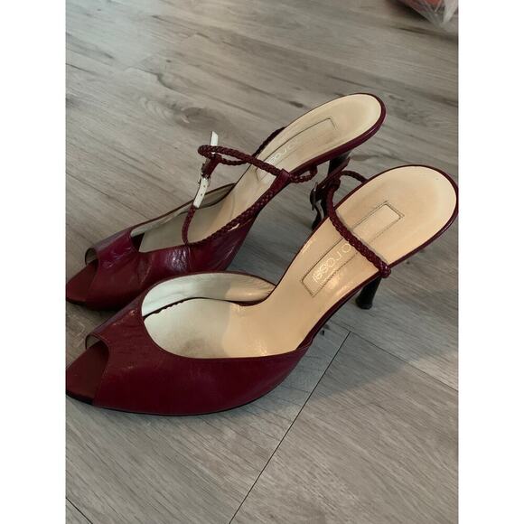 Sergio Rossi Leather Peep Toe Heels Size 39 (8.5) - Picture 6 of 6